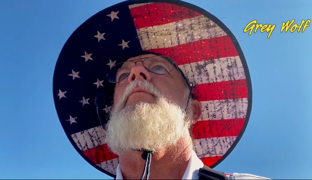 Ron “Grey Wolf” Coleman in his American flag hat