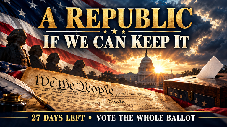 27 Days Left — A Republic, If We Can Keep It!